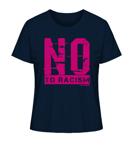 N.O.S.W. BLOCK Gegen Rechts Shirt "NO TO RACISM" Girls Organic T-Shirt navy