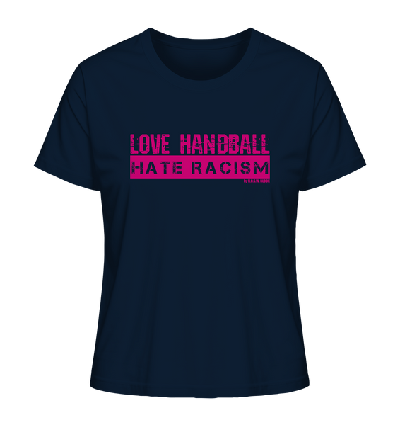 N.O.S.W. BLOCK Gegen Rechts Shirt "LOVE HANDBALL HATE RACISM" Girls Organic T-Shirt navy