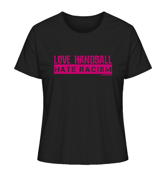 N.O.S.W. BLOCK Gegen Rechts Shirt "LOVE HANDBALL HATE RACISM" Girls Organic T-Shirt schwarz