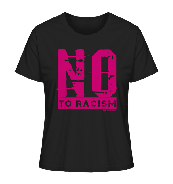 N.O.S.W. BLOCK Gegen Rechts Shirt "NO TO RACISM" Girls Organic T-Shirt schwarz