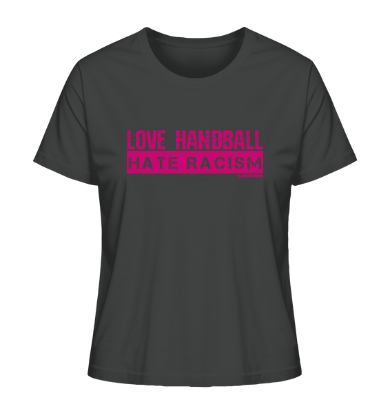 N.O.S.W. BLOCK Gegen Rechts Shirt "LOVE HANDBALL HATE RACISM" Girls Organic T-Shirt anthrazit