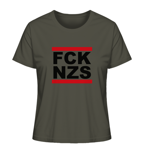 N.O.S.W. BLOCK Gegen Rechts Shirt "FCK NZS" Girls Organic T-Shirt khaki