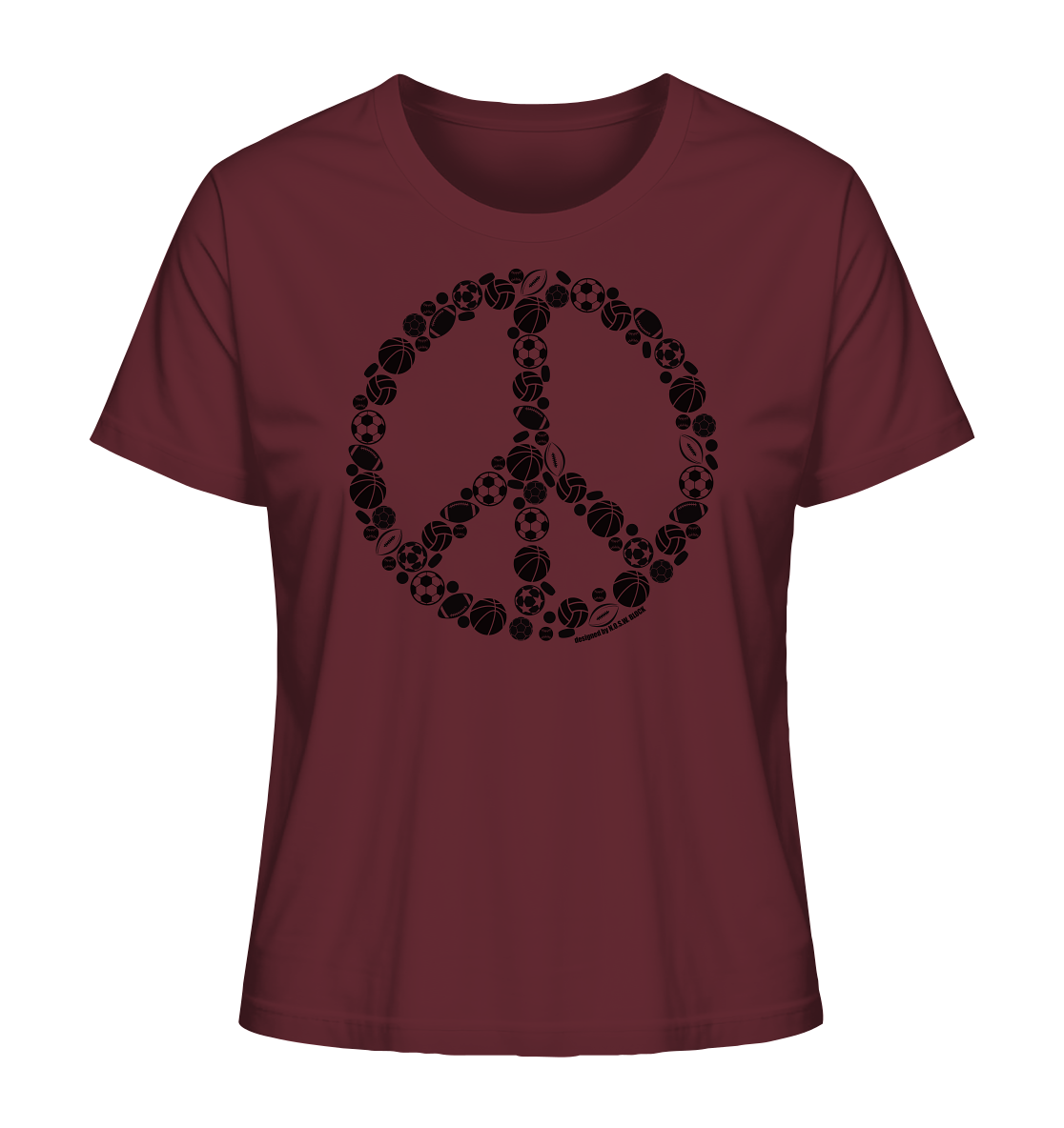 N.O.S.W. BLOCK Shirt "SPORTS FOR PEACE" Girls Organic T-Shirt weinrot