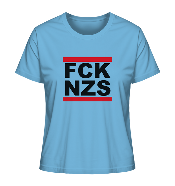 N.O.S.W. BLOCK Gegen Rechts Shirt "FCK NZS" Girls Organic T-Shirt aqua blue