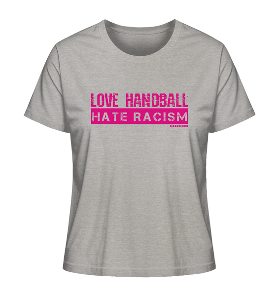 N.O.S.W. BLOCK Gegen Rechts Shirt "LOVE HANDBALL HATE RACISM" Girls Organic T-Shirt heather grey