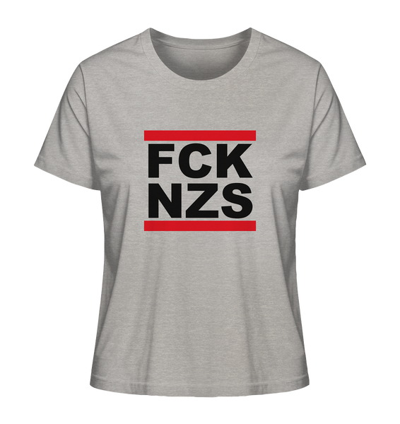 N.O.S.W. BLOCK Gegen Rechts Shirt "FCK NZS" Girls Organic T-Shirt heather grey