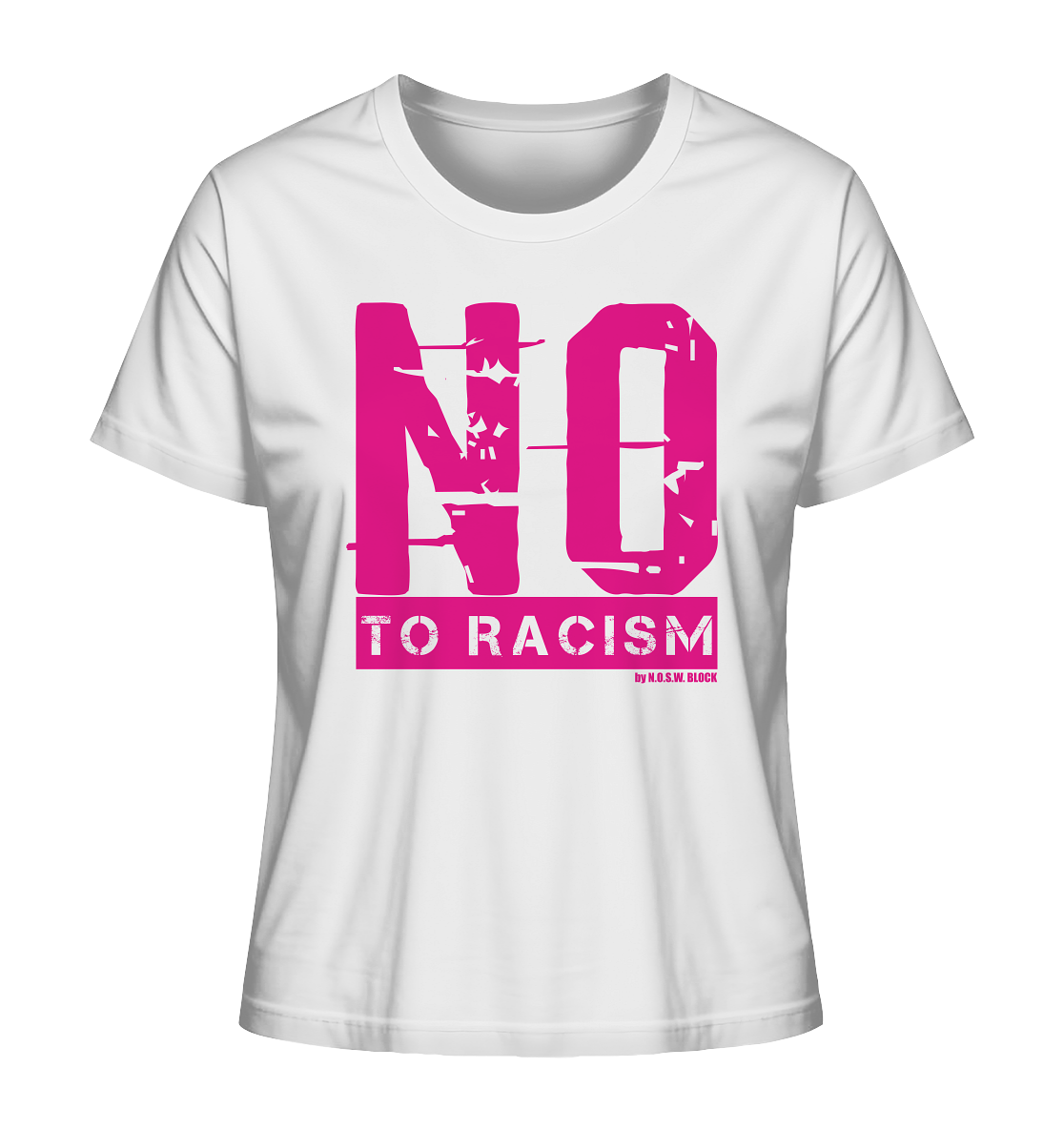 N.O.S.W. BLOCK Gegen Rechts Shirt "NO TO RACISM" Girls Organic T-Shirt weiss