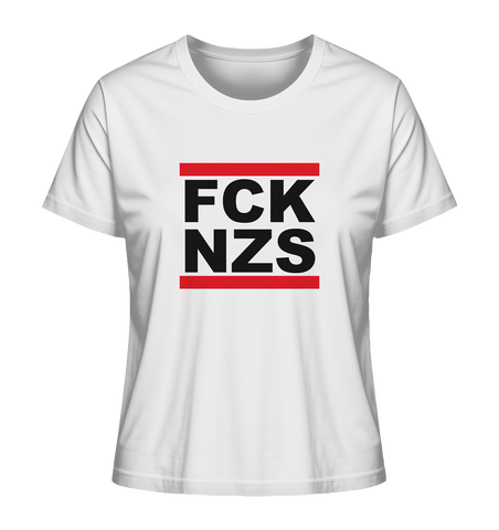 N.O.S.W. BLOCK Gegen Rechts Shirt "FCK NZS" Girls Organic T-Shirt weiss