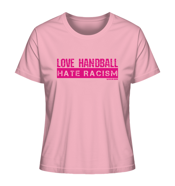 N.O.S.W. BLOCK Gegen Rechts Shirt "LOVE HANDBALL HATE RACISM" Girls Organic T-Shirt cotton pink