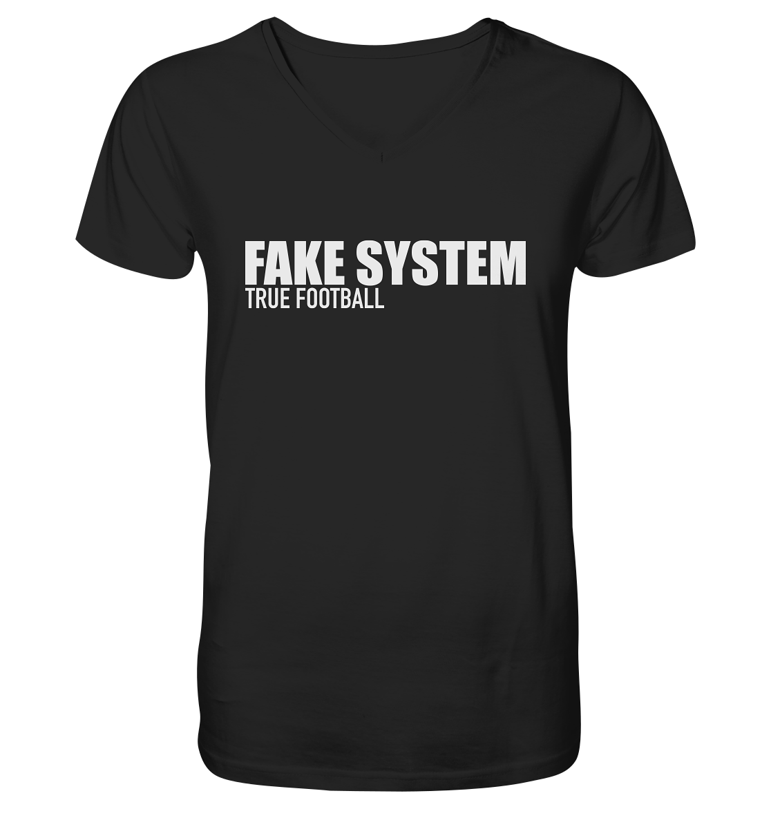 BLOCK.FC Hoodie "FAKE SYSTEM TRUE FOOTBALL" Männer Organic Fashion Kapuzenpullover (85% Bio-Baumwolle, 15% recyceltes Polyester) - Mens Organic V-Neck Shirt