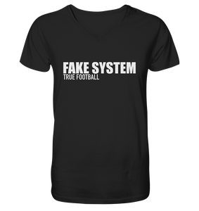 BLOCK.FC Hoodie "FAKE SYSTEM TRUE FOOTBALL" Männer Organic Fashion Kapuzenpullover (85% Bio-Baumwolle, 15% recyceltes Polyester) - Mens Organic V-Neck Shirt