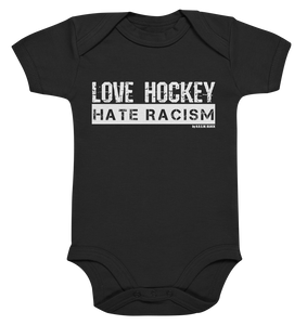 N.O.S.W. BLOCK Gegen Rechts Body "LOVE HOCKEY HATE RACISM" Organic Baby Bodysuite black