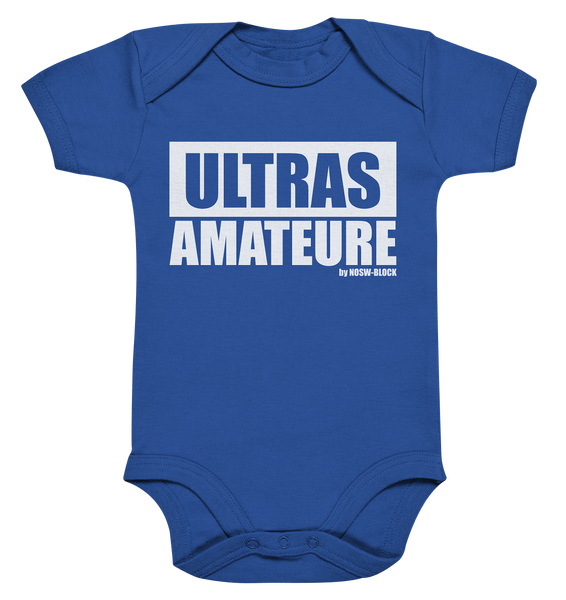 NO.S.W. BLOCK Ultras Body "ULTRAS AMATEURE" Organic Baby Bodysuite cobalt blue organic