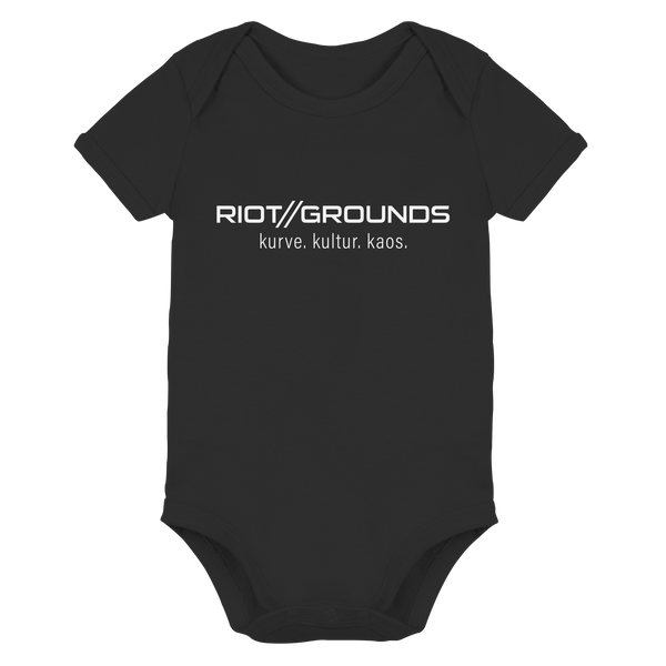 RIOT//GROUNDS Fanblock Body "RIOT//GROUNDS kurve. kulture. kaos." Organic Baby Bodysuite black