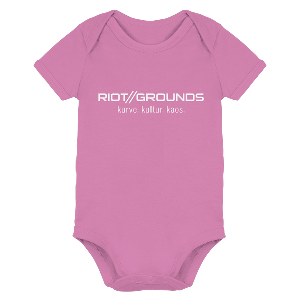 RIOT//GROUNDS Fanblock Body "RIOT//GROUNDS kurve. kulture. kaos." Organic Baby Bodysuite bubble gum pink