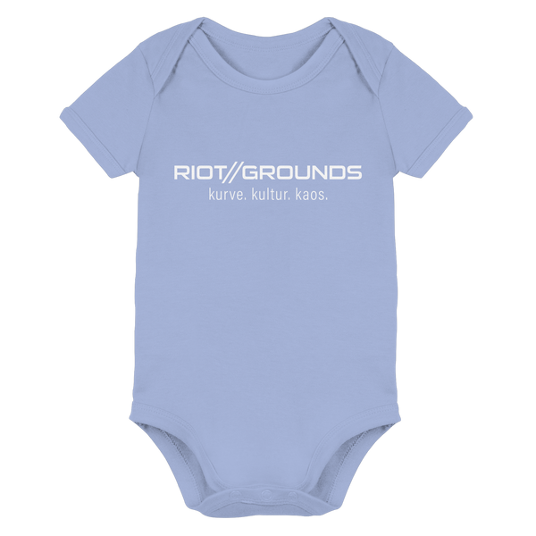 RIOT//GROUNDS Fanblock Body "RIOT//GROUNDS kurve. kulture. kaos." Organic Baby Bodysuite dusty blue