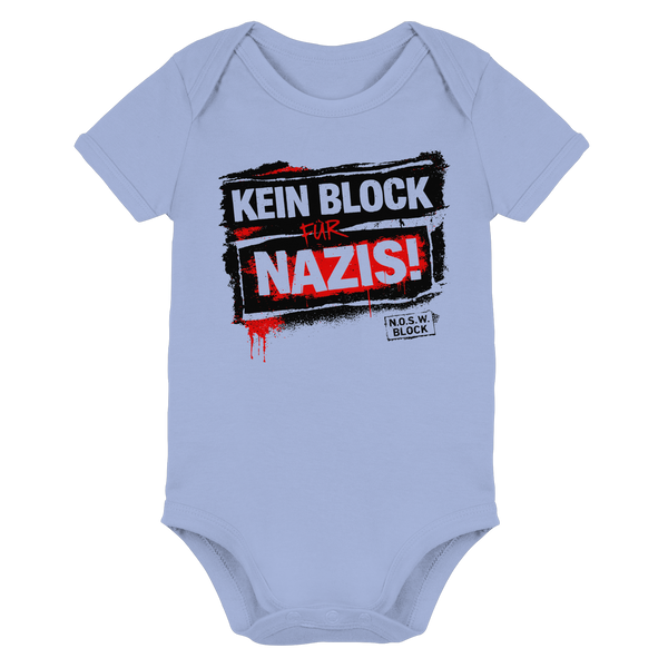 N.O.S.W. BLOCK Baby Body „KEIN BLOCK FÜR NAZIS!“ dusty blue