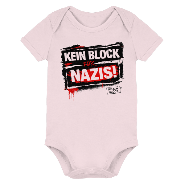 N.O.S.W. BLOCK Baby Body „KEIN BLOCK FÜR NAZIS!“ powder pink