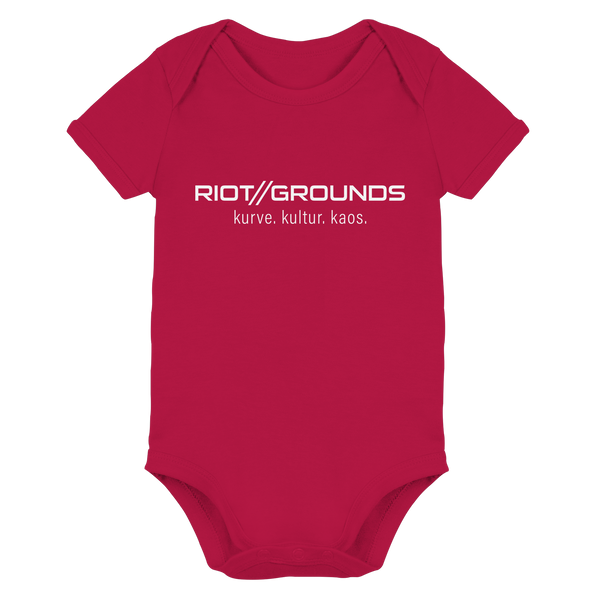 RIOT//GROUNDS Fanblock Body "RIOT//GROUNDS kurve. kulture. kaos." Organic Baby Bodysuite red