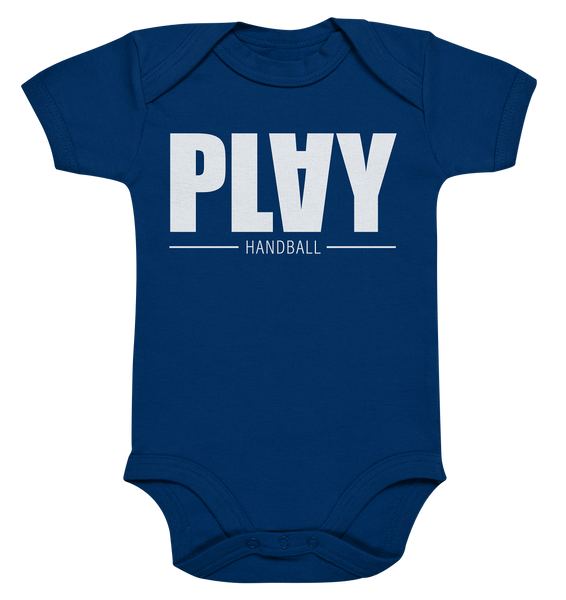 N.O.S.W. BLOCK Fanblock Body "PLAY HANDBALL" Organic Baby Bodysuite nautical navy