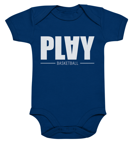 N.O.S.W. BLOCK Fanblock Body "PLAY BASKETBALL" Organic Baby Bodysuite navy