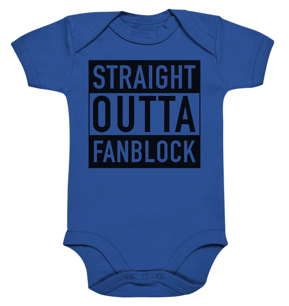 N.O.S.W. BLOCK Fanblock Body "STRAIGHT OUTTA FANBLOCK" Organic Baby Bodysuite cobalt blue organic