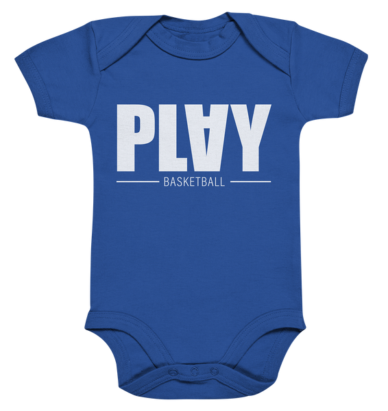 N.O.S.W. BLOCK Fanblock Body "PLAY BASKETBALL" Organic Baby Bodysuite cobalt blue organic