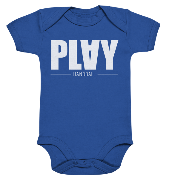 N.O.S.W. BLOCK Fanblock Body "PLAY HANDBALL" Organic Baby Bodysuite cobalt blue organic
