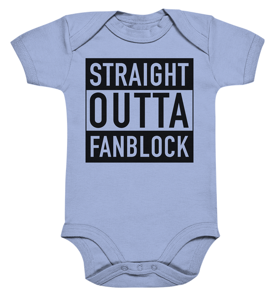 N.O.S.W. BLOCK Fanblock Body "STRAIGHT OUTTA FANBLOCK" Organic Baby Bodysuite dusty blue