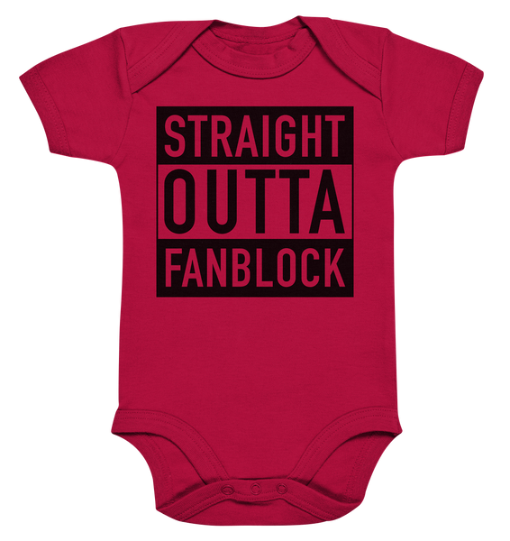 N.O.S.W. BLOCK Fanblock Body "STRAIGHT OUTTA FANBLOCK" Organic Baby Bodysuite red