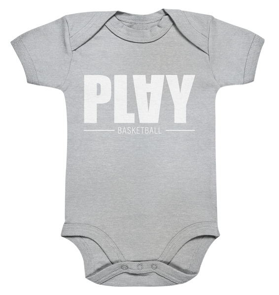 N.O.S.W. BLOCK Fanblock Body "PLAY BASKETBALL" Organic Baby Bodysuite heather grau