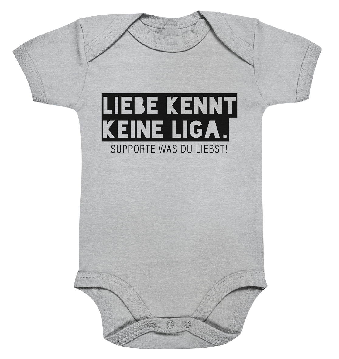 N.O.S.W. BLOCK Fanblock Body "LIEBE KENNT KEINE LIGA." Organic Baby Bodysuite heather grau