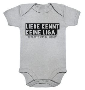 N.O.S.W. BLOCK Fanblock Body "LIEBE KENNT KEINE LIGA." Organic Baby Bodysuite heather grau