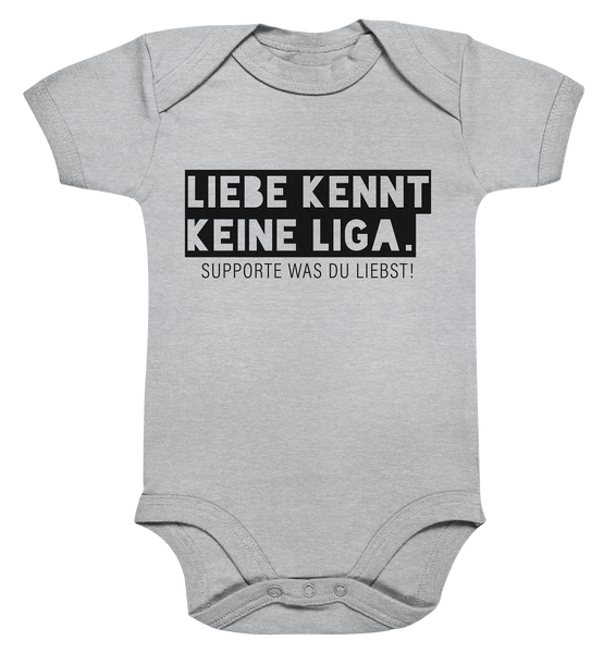 N.O.S.W. BLOCK Fanblock Body "LIEBE KENNT KEINE LIGA." Organic Baby Bodysuite heather grau