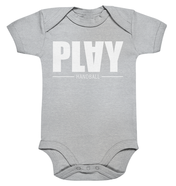 N.O.S.W. BLOCK Fanblock Body "PLAY HANDBALL" Organic Baby Bodysuite heather grau