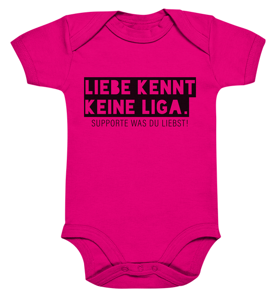 N.O.S.W. BLOCK Fanblock Body "LIEBE KENNT KEINE LIGA." Organic Baby Bodysuite fuchsia organic