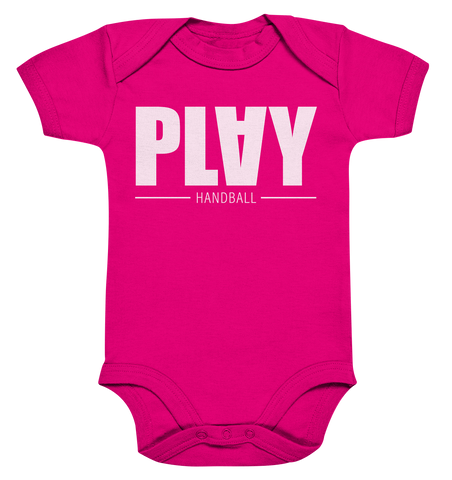 N.O.S.W. BLOCK Fanblock Body "PLAY HANDBALL" Organic Baby Bodysuite fuchsia organic