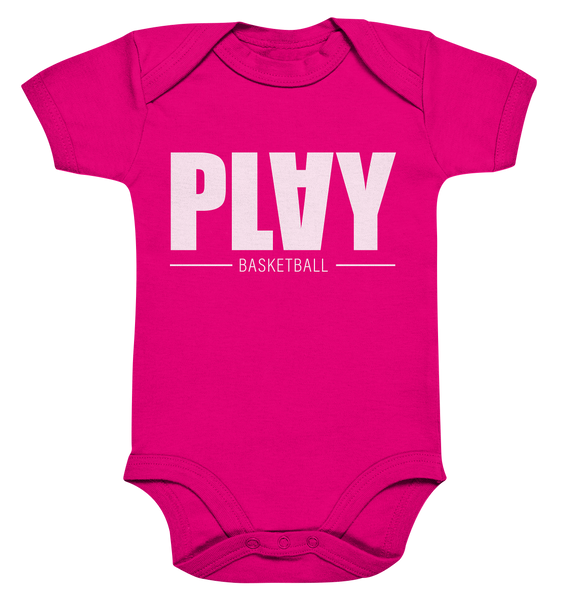 N.O.S.W. BLOCK Fanblock Body "PLAY BASKETBALL" Organic Baby Bodysuite fuchsia organic