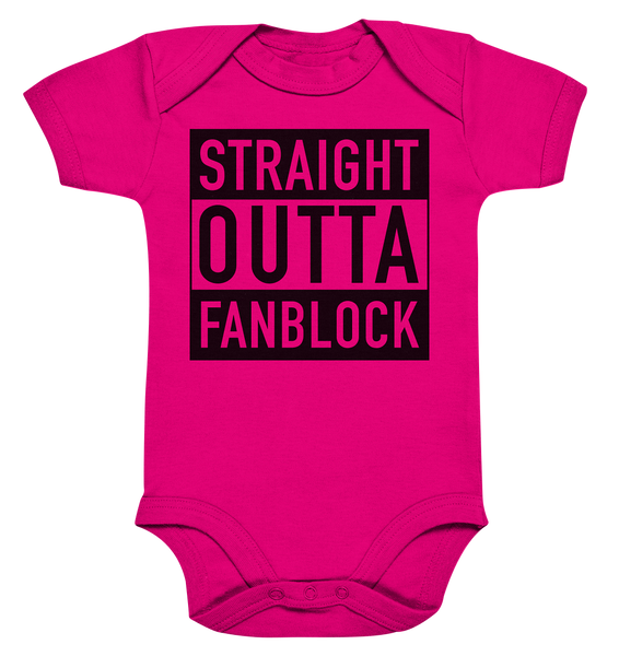 N.O.S.W. BLOCK Fanblock Body "STRAIGHT OUTTA FANBLOCK" Organic Baby Bodysuite fuchsia organic