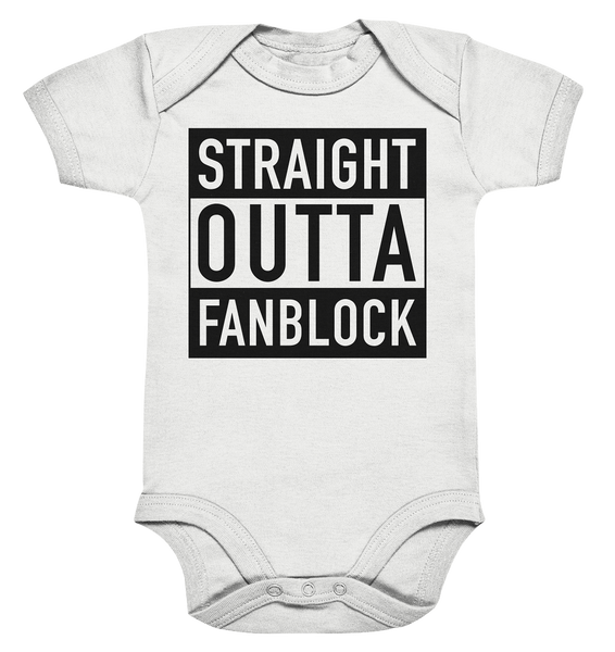 N.O.S.W. BLOCK Fanblock Body "STRAIGHT OUTTA FANBLOCK" Organic Baby Bodysuite weiss