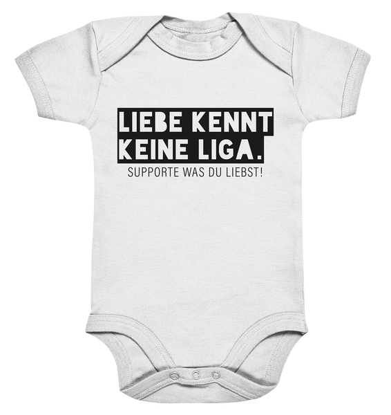 N.O.S.W. BLOCK Fanblock Body "LIEBE KENNT KEINE LIGA." Organic Baby Bodysuite weiss