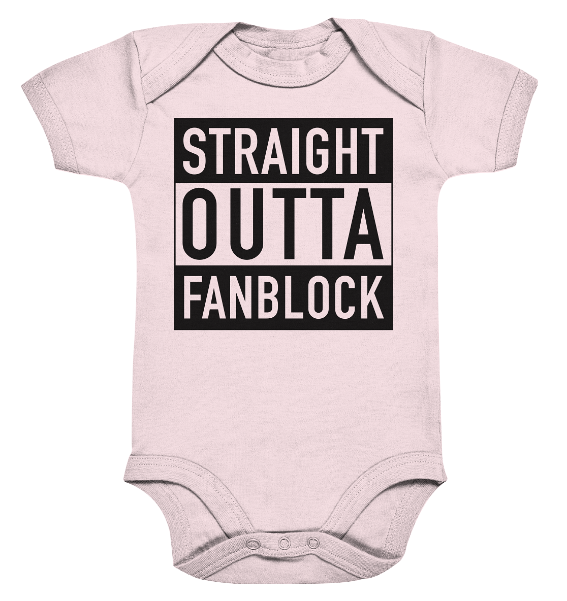 N.O.S.W. BLOCK Fanblock Body "STRAIGHT OUTTA FANBLOCK" Organic Baby Bodysuite powder pink