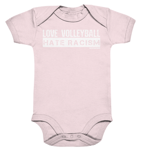 N.O.S.W. BLOCK Gegen Rechts Body "LOVE VOLLEYBALL HATE RACISM" Organic Baby Bodysuite powder pink