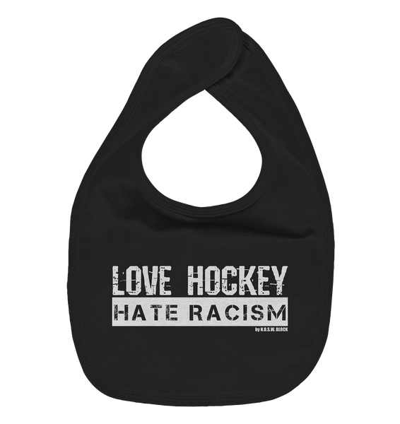 N.O.S.W. BLOCK Lätzchen "LOVE HOCKEY HATE RACISM" Organic Baby-Lätzchen black