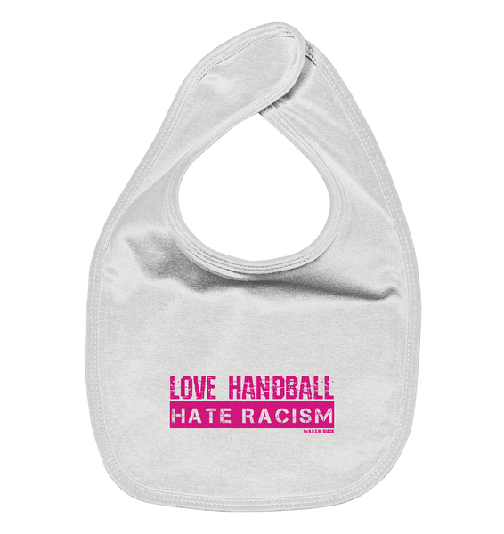 N.O.S.W. BLOCK Gegen Rechts Lätzchen "LOVE HANDBALL HATE RACISM" Organic Baby-Lätzchen white