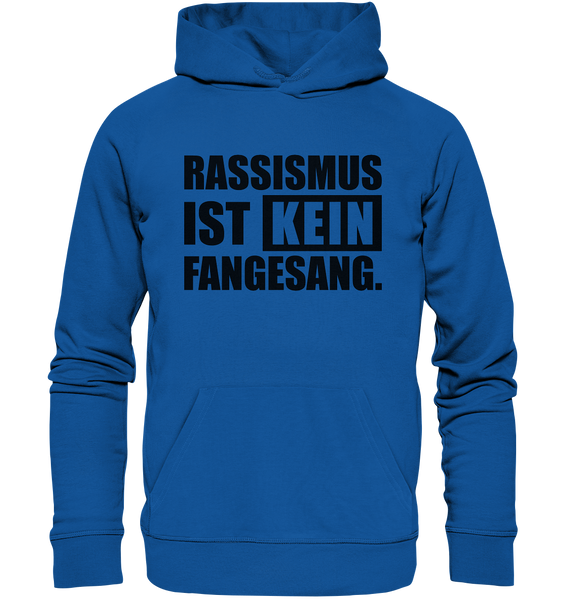 N.O.S.W. BLOCK Fanblock Hoodie "RASSISMUS IST KEIN FANGESANG." Männer Organic Basic Kapuzenpullover blau