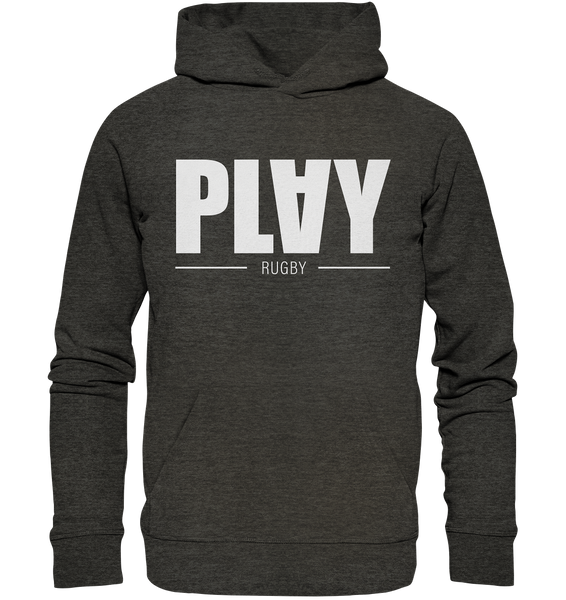 N.O.S.W. BLOCK Fanblock Hoodie "PLAY RUGBY" Organic Basic Kapuzenpullover dark heather grey