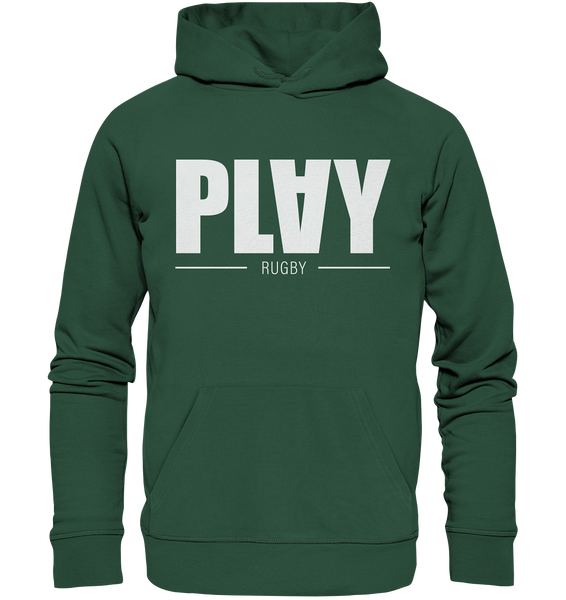 N.O.S.W. BLOCK Fanblock Hoodie "PLAY RUGBY" Organic Basic Kapuzenpullover bottle green