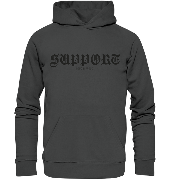 RIOT//GROUNDS Fanblock Hoodie „SUPPORT LOUD & PROUD“ – anthracite