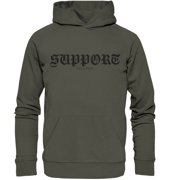 RIOT//GROUNDS Fanblock Hoodie „SUPPORT LOUD & PROUD“ – khaki